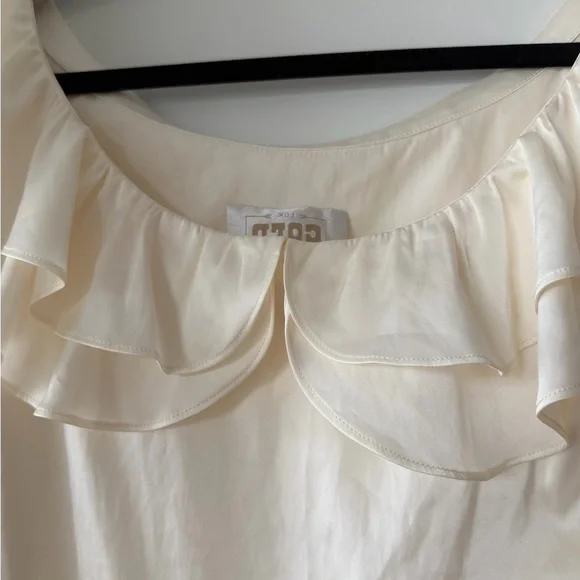 Stone Cold Fox Vicious Dress Off-Shoulder Ruffle Satin Evening Dress in Cream - Picture 7 of 7